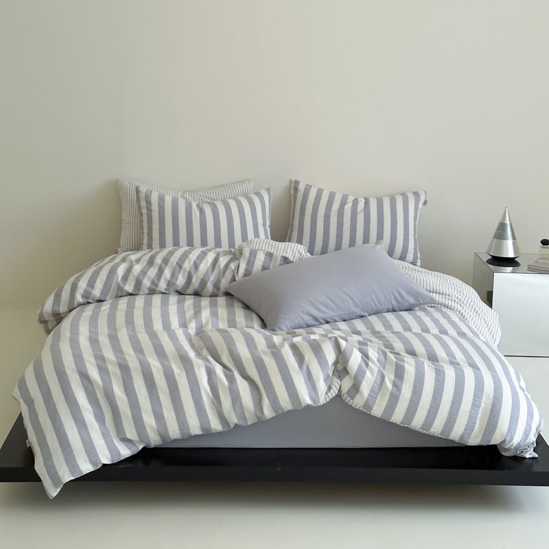 -Ever Lasting - Abigail Striped Bedding Set / Blue -Bedding Set -Ever Lasting