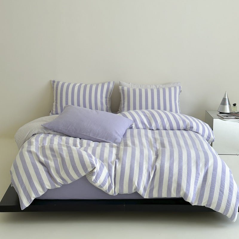 -Ever Lasting - Abigail Striped Bedding Set / Blue -Bedding Set -Ever Lasting