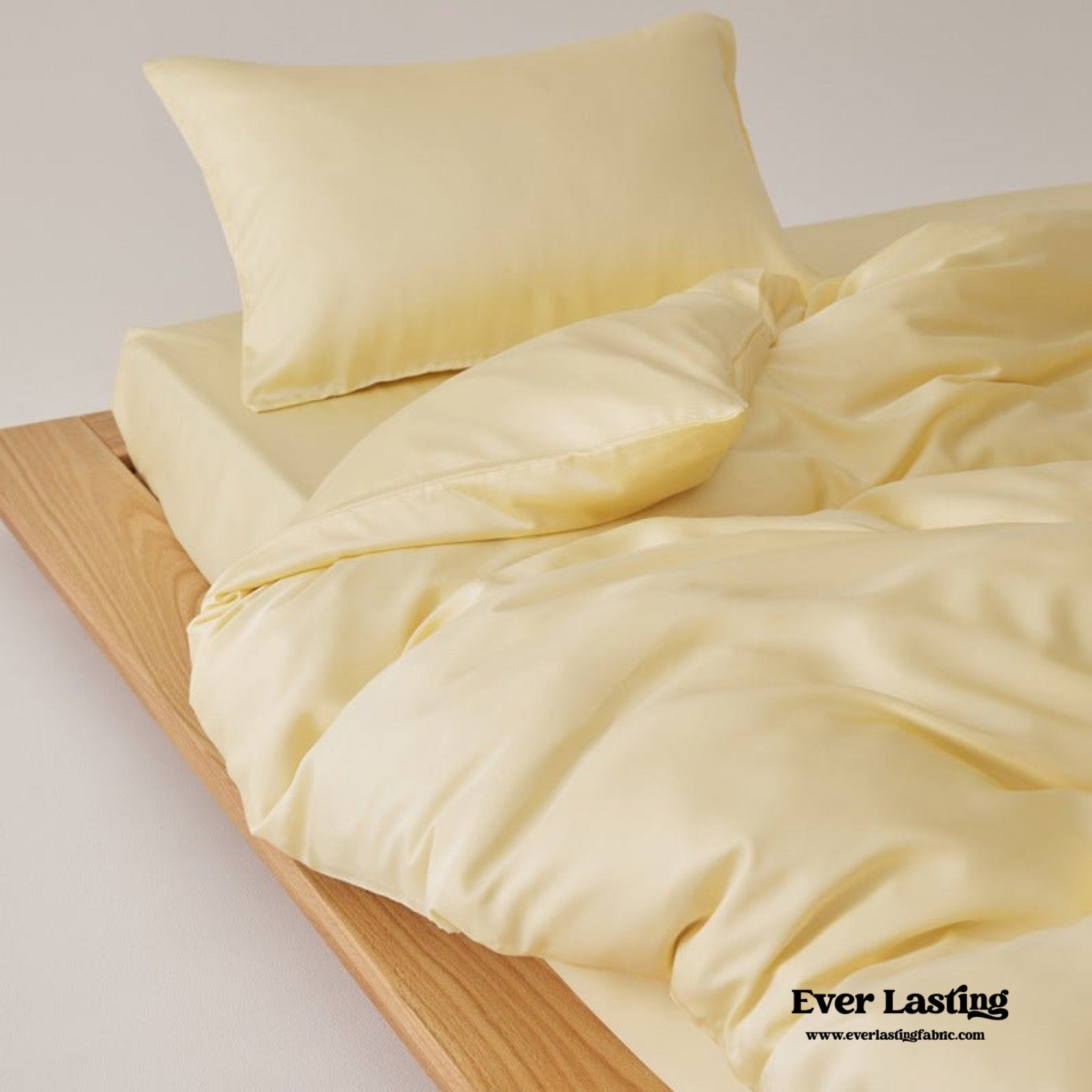 Adeline Pastel Silky TENCEL™ Bedding Set / Yellow - Ever Lasting