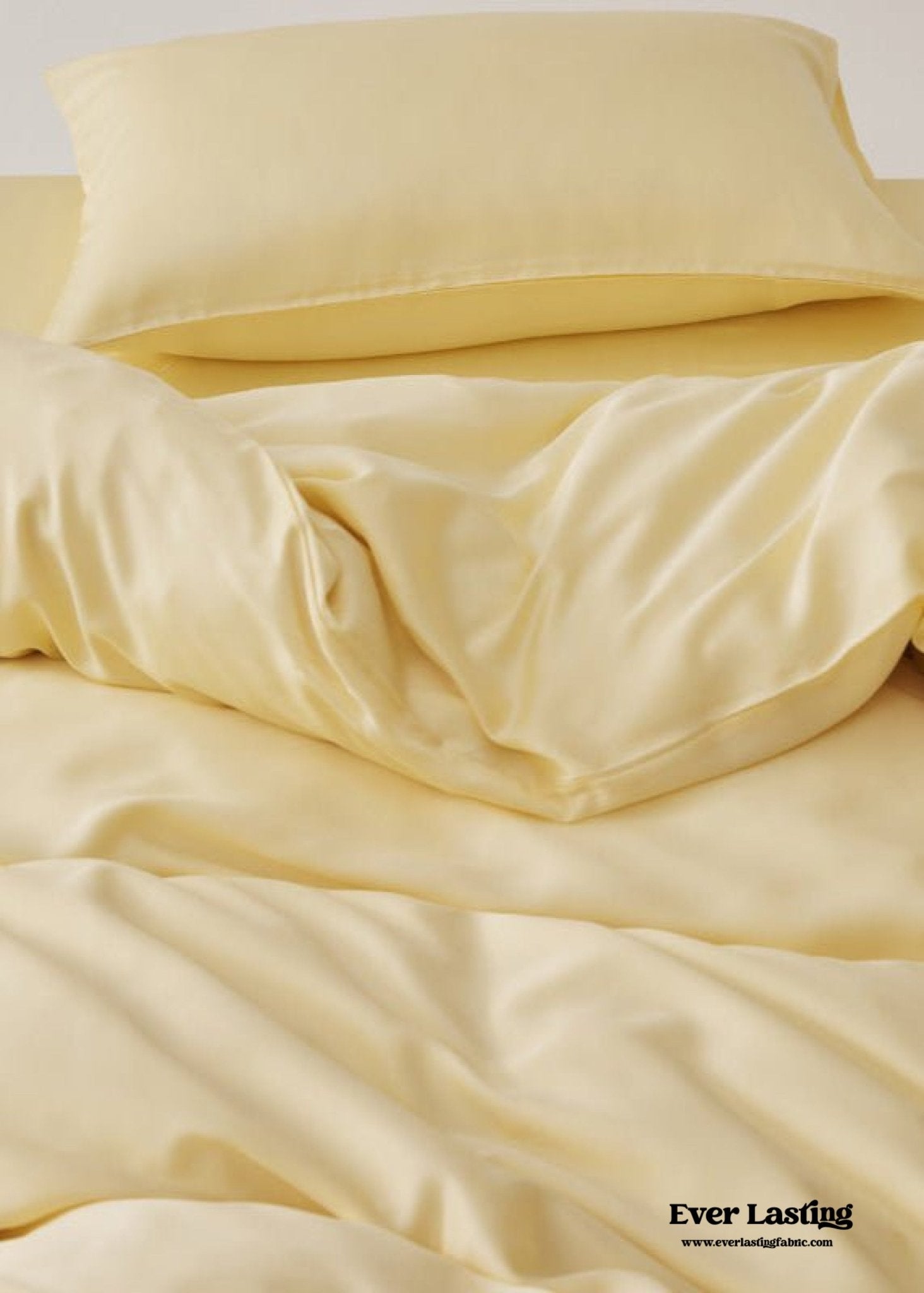 Adeline Pastel Silky TENCEL™ Bedding Set / Yellow - Ever Lasting