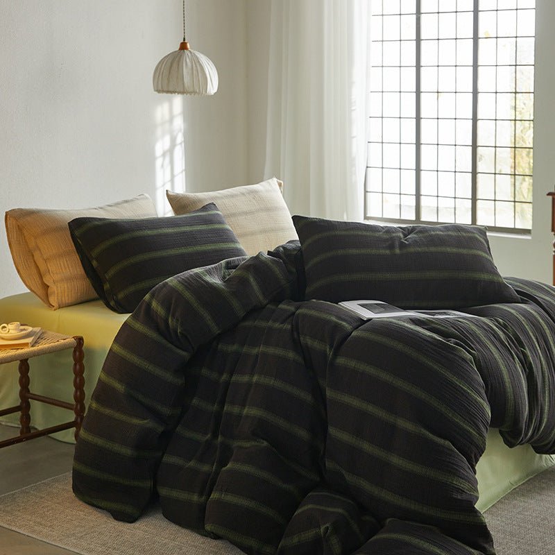 - Ever Lasting - Aiden Striped Bedding Set / Khaki - Bedding Set - Ever Lasting