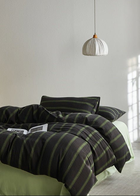 - Ever Lasting - Aiden Striped Bedding Set / Khaki - Bedding Set - Ever Lasting