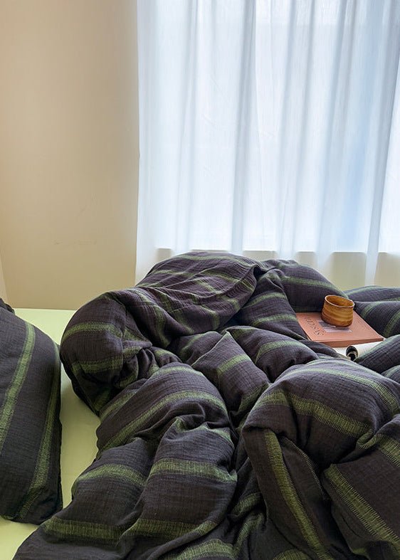 - Ever Lasting - Aiden Striped Bedding Set / Khaki - Bedding Set - Ever Lasting