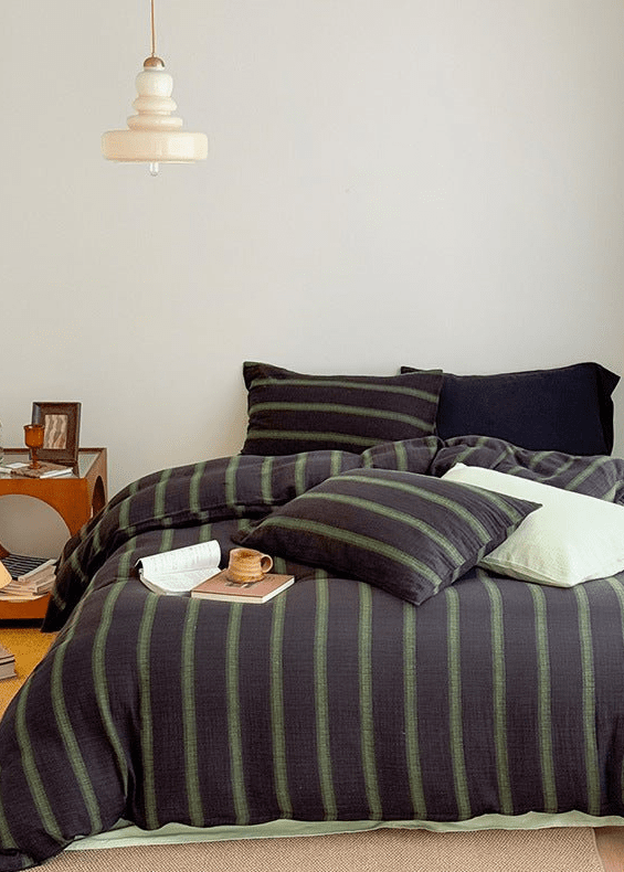 - Ever Lasting - Aiden Striped Bedding Set / Khaki - Bedding Set - Ever Lasting