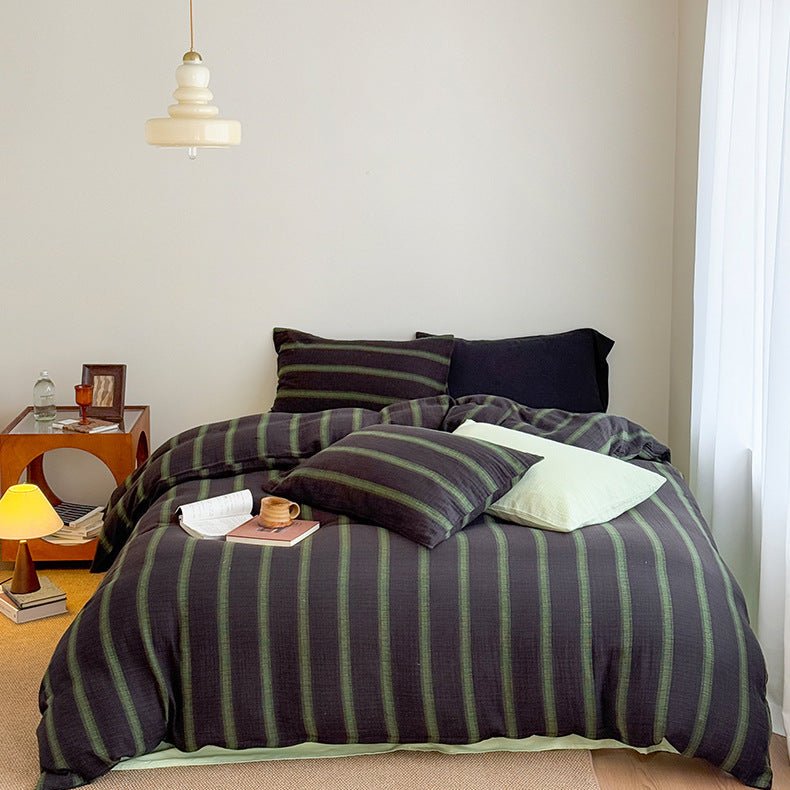 - Ever Lasting - Aiden Striped Bedding Set / Khaki - Bedding Set - Ever Lasting