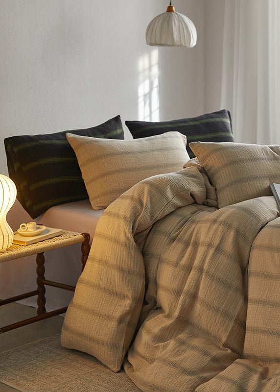 - Ever Lasting - Aiden Striped Bedding Set / Khaki - Bedding Set - Ever Lasting