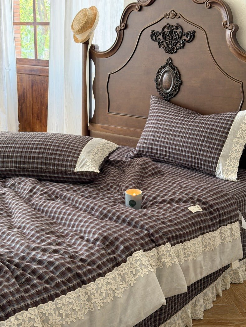-Ever Lasting - Ainsley Gingham Washed Cotton Bedding Set/ Red -Bedding Set -Ever Lasting
