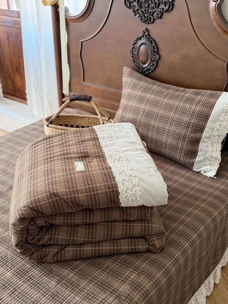 -Ever Lasting - Ainsley Gingham Washed Cotton Bedding Set/ Red -Bedding Set -Ever Lasting