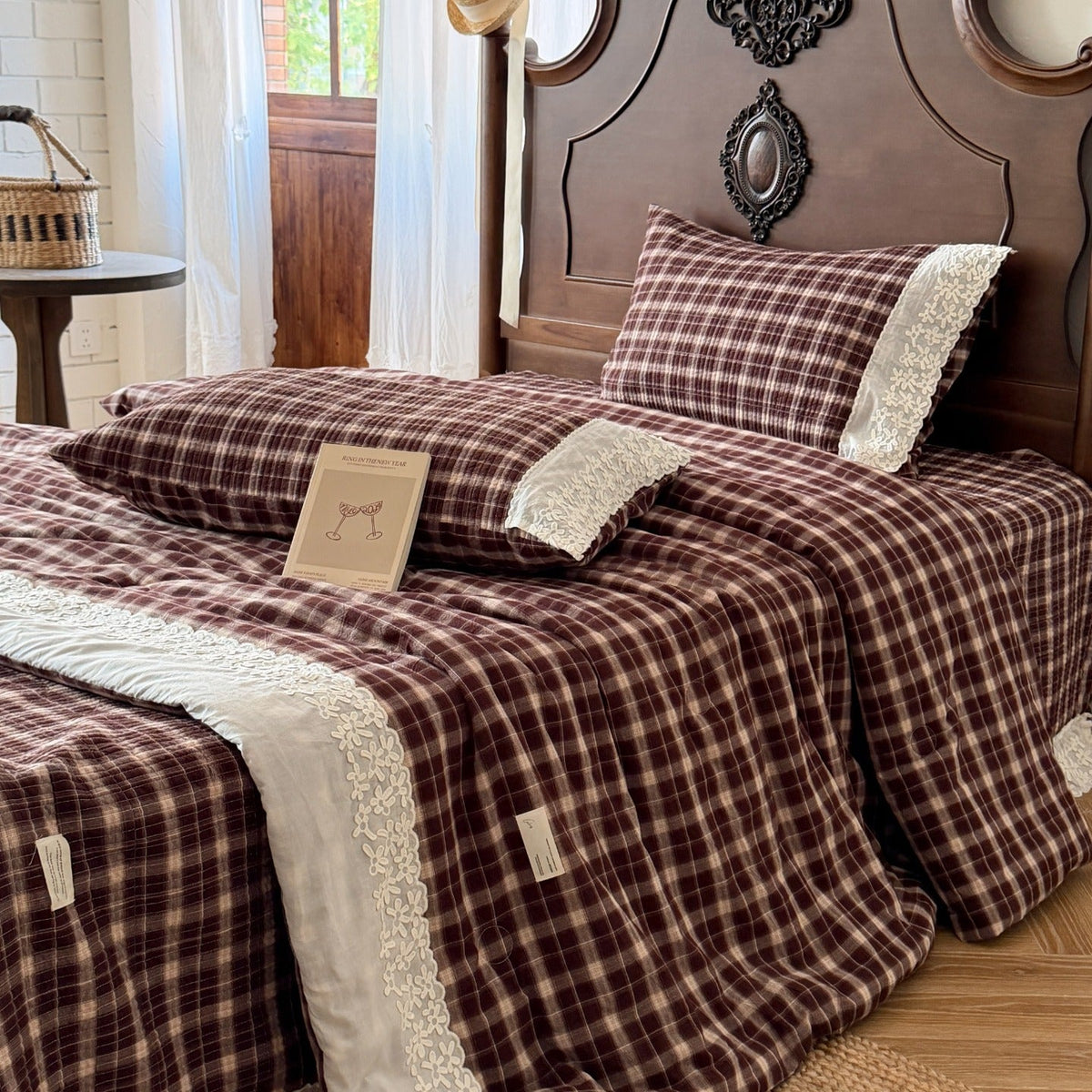 -Ever Lasting - Ainsley Gingham Washed Cotton Bedding Set/ Red -Bedding Set -Ever Lasting