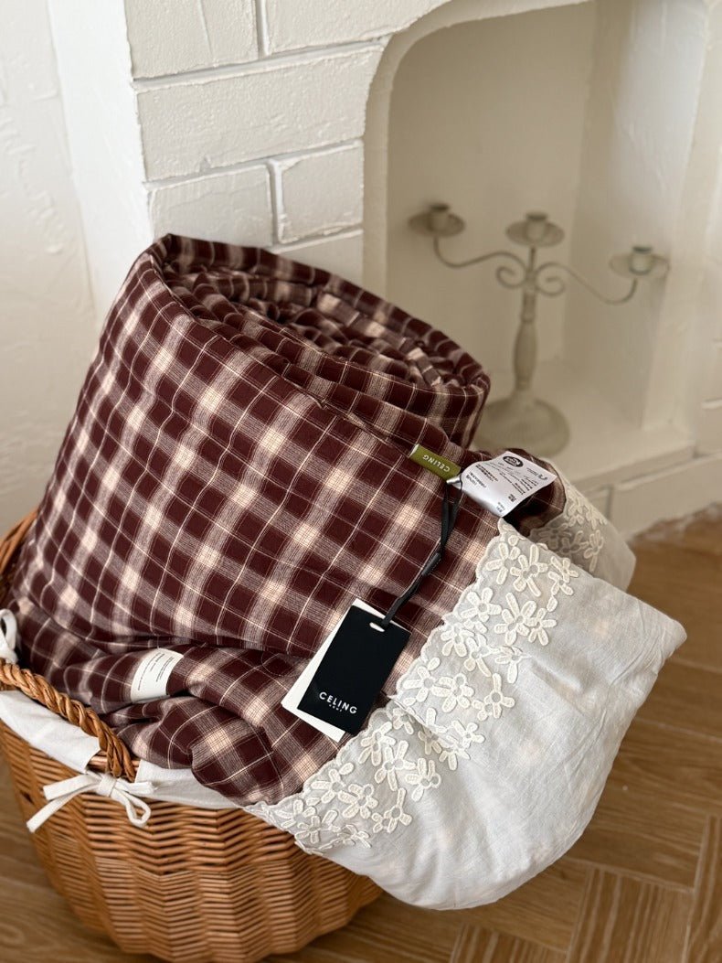 -Ever Lasting - Ainsley Gingham Washed Cotton Bedding Set/ Red -Bedding Set -Ever Lasting