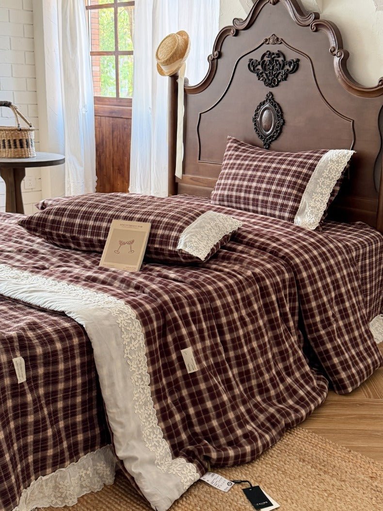 -Ever Lasting - Ainsley Gingham Washed Cotton Bedding Set/ Red -Bedding Set -Ever Lasting