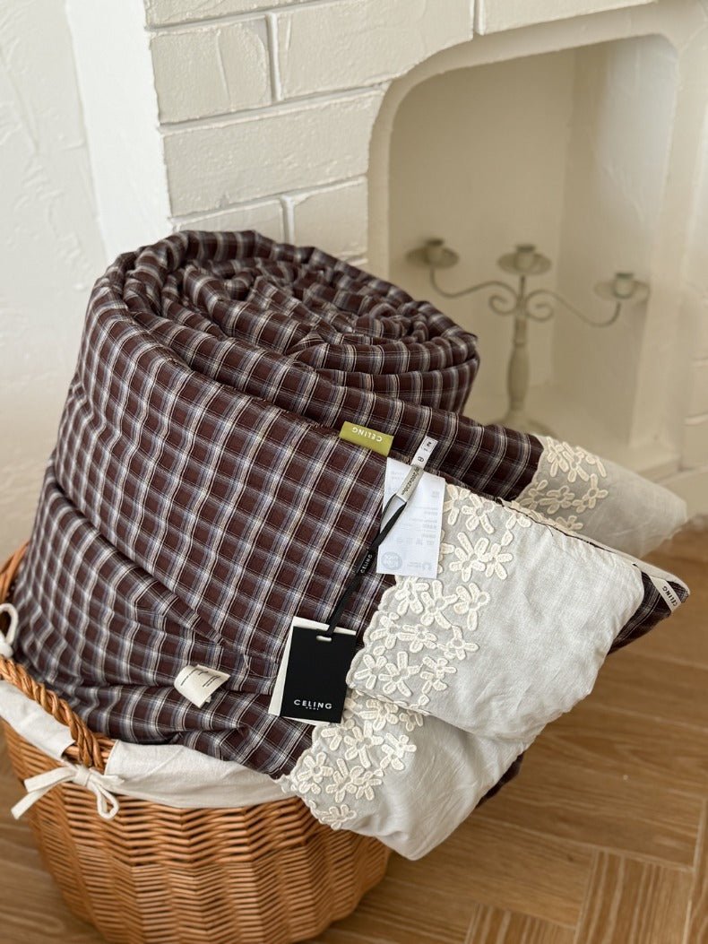 -Ever Lasting - Ainsley Gingham Washed Cotton Bedding Set/ Red -Bedding Set -Ever Lasting