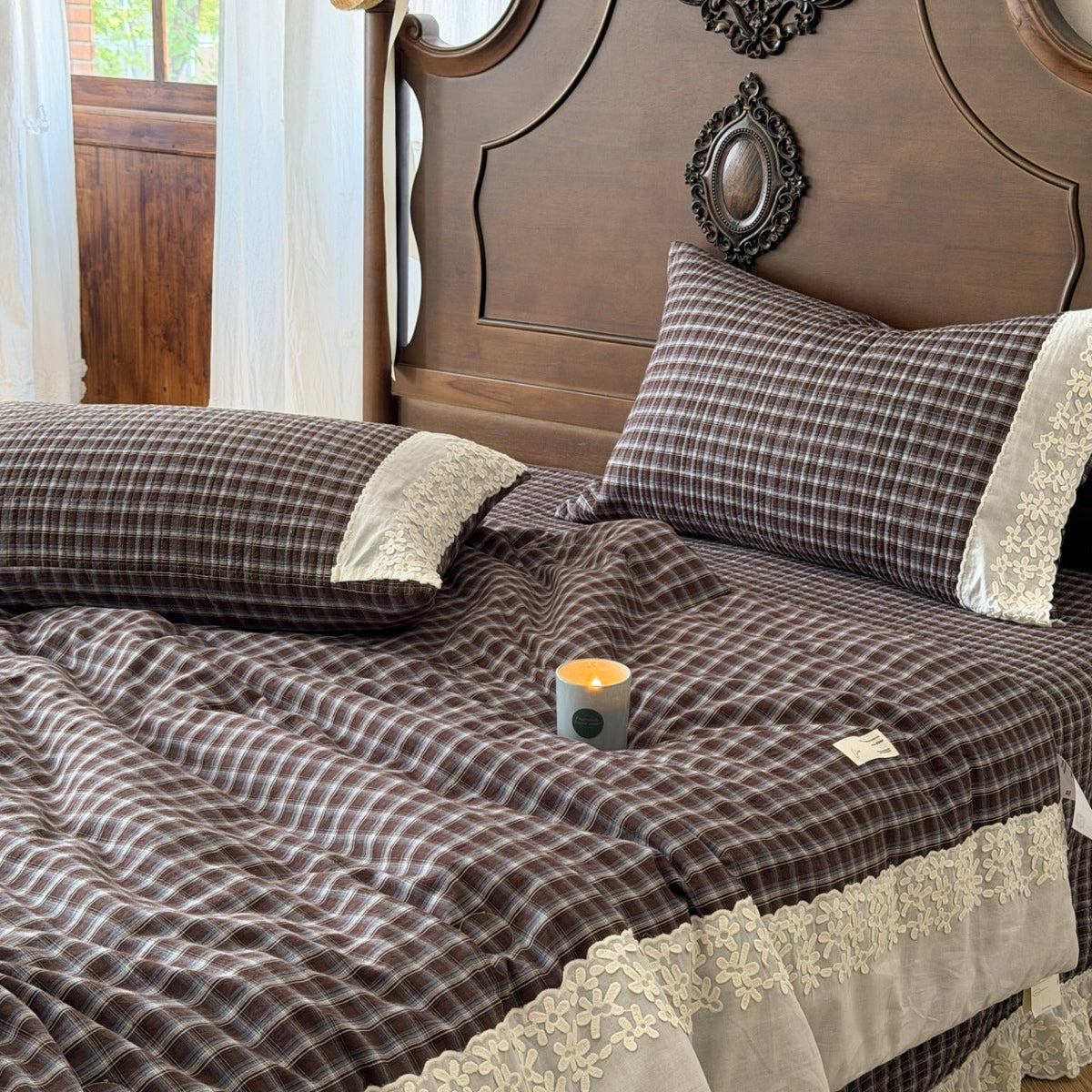 -Ever Lasting - Ainsley Gingham Washed Cotton Bedding Set/ Red -Bedding Set -Ever Lasting