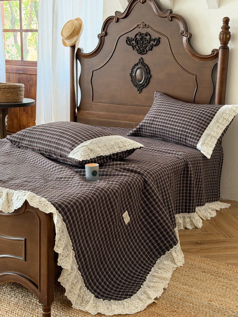 -Ever Lasting - Ainsley Gingham Washed Cotton Bedding Set/ Red -Bedding Set -Ever Lasting