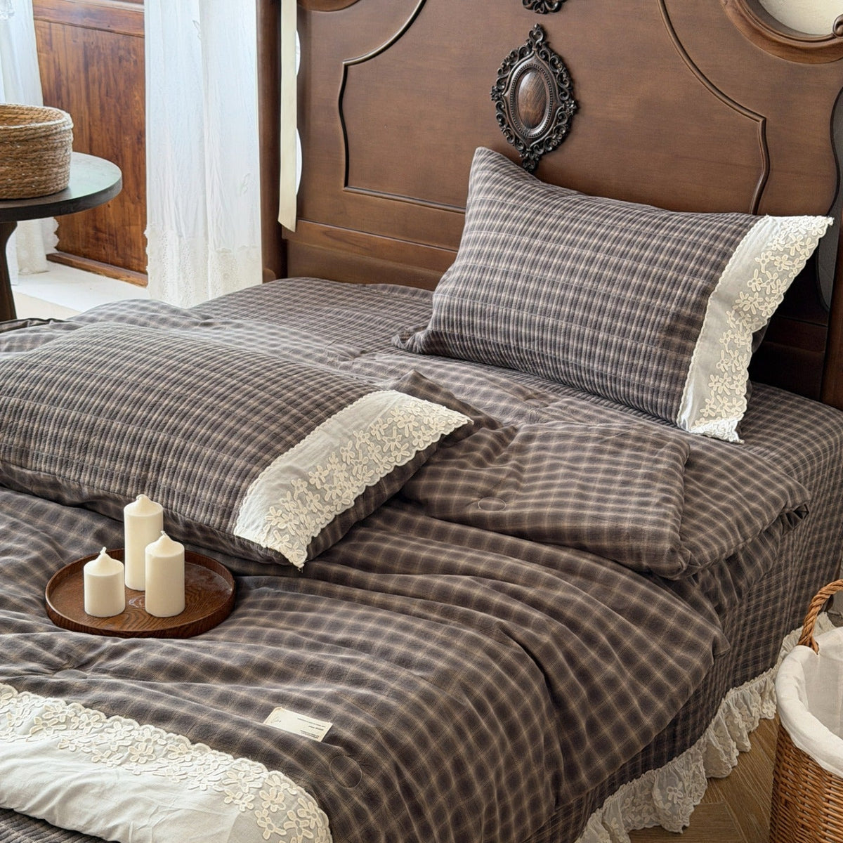 -Ever Lasting - Ainsley Gingham Washed Cotton Bedding Set/ Red -Bedding Set -Ever Lasting