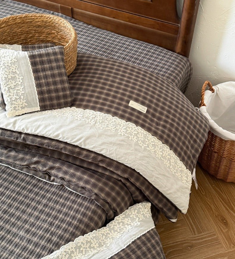 -Ever Lasting - Ainsley Gingham Washed Cotton Bedding Set/ Red -Bedding Set -Ever Lasting