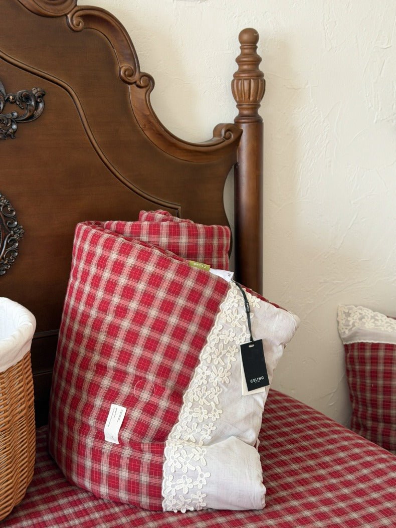 -Ever Lasting - Ainsley Gingham Washed Cotton Bedding Set/ Red -Bedding Set -Ever Lasting