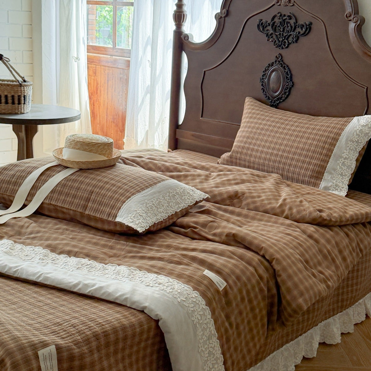 -Ever Lasting - Ainsley Gingham Washed Cotton Bedding Set/ Red -Bedding Set -Ever Lasting