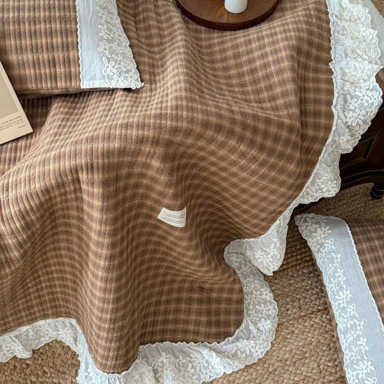 -Ever Lasting - Ainsley Gingham Washed Cotton Bedding Set/ Red -Bedding Set -Ever Lasting