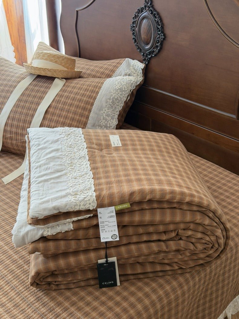 -Ever Lasting - Ainsley Gingham Washed Cotton Bedding Set/ Red -Bedding Set -Ever Lasting