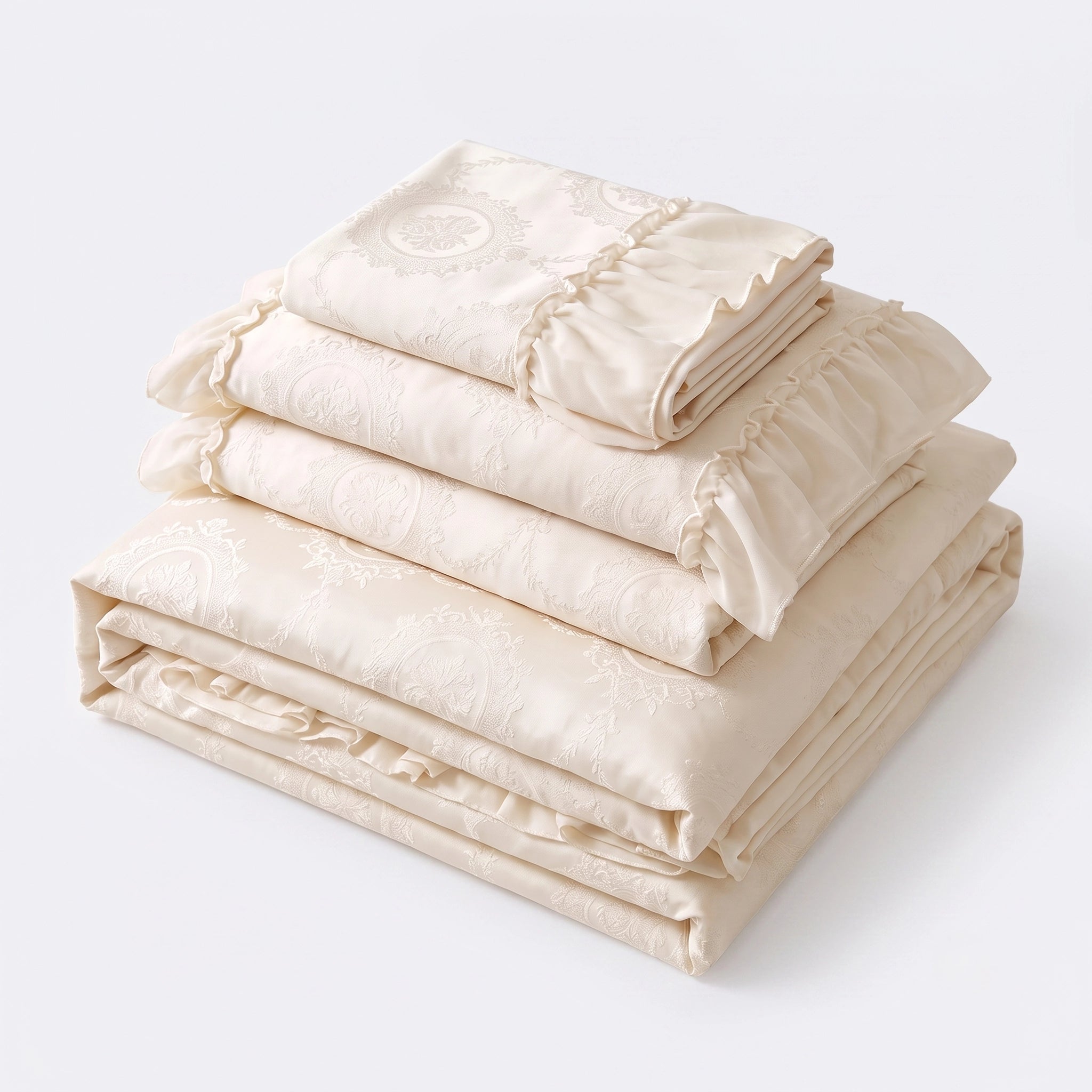 Airy Silky Floral Lace Bedding Set