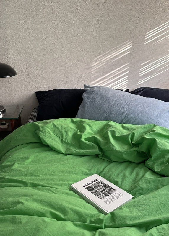 - Ever Lasting - Alessia Gingham Washed Cotton Bedding Set / Blue + Green - Bedding Set - Ever Lasting