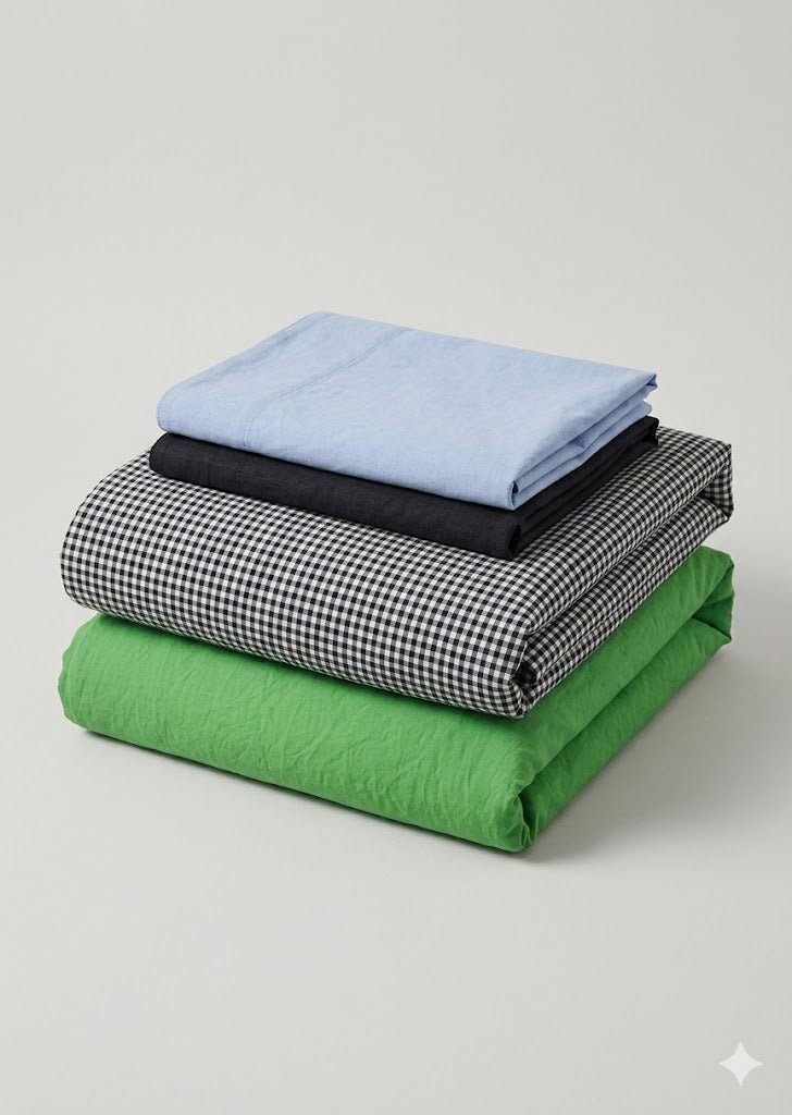 - Ever Lasting - Alessia Gingham Washed Cotton Bedding Set / Green + Blue - Bedding Set - Ever Lasting