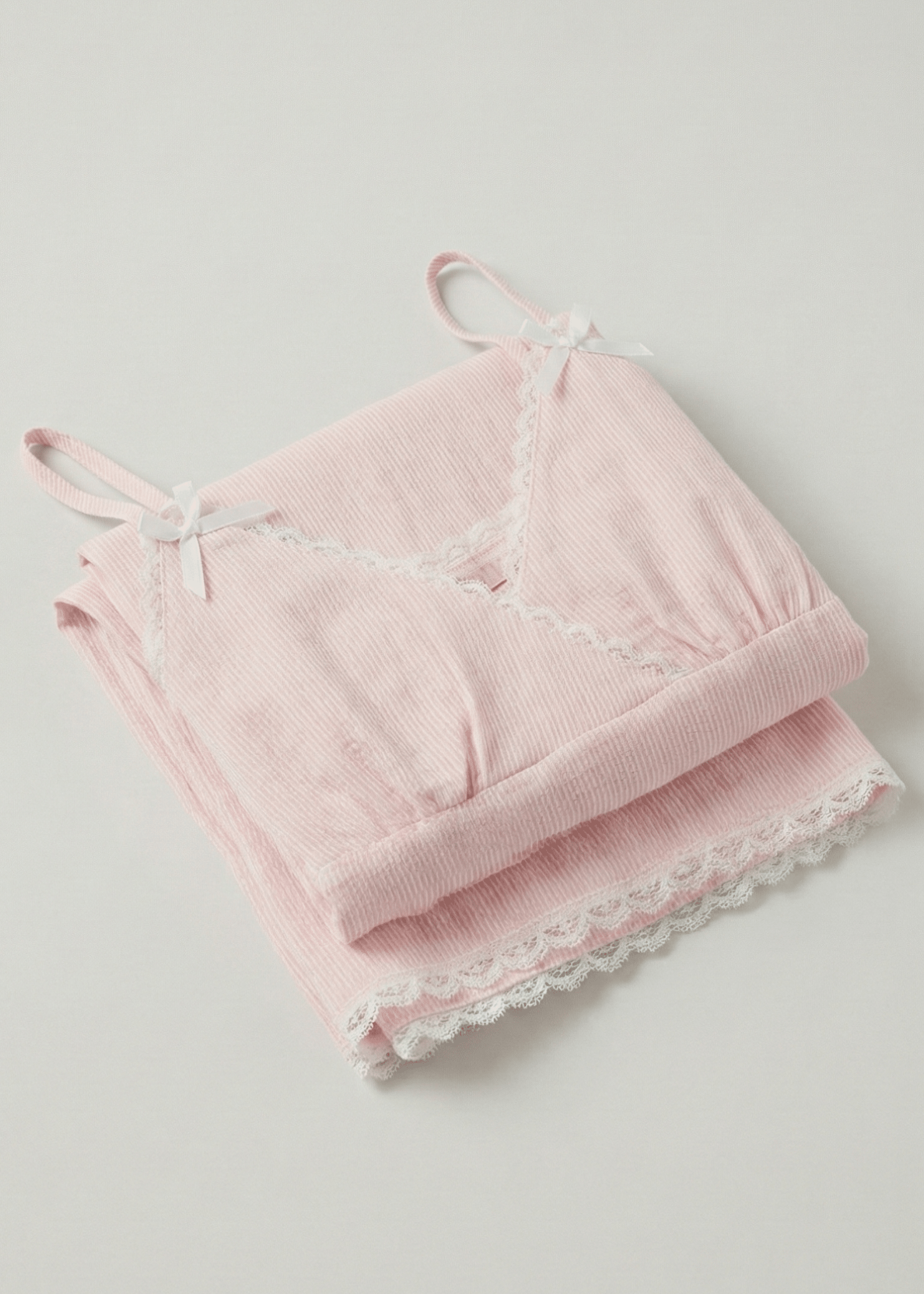 - Ever Lasting - Alma Lace Striped Pajama Set / Pink - Pajamas - Ever Lasting