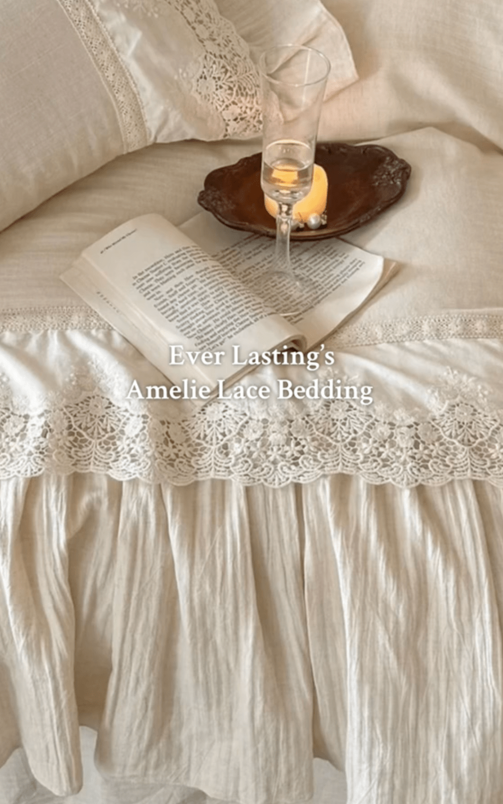 Amelie Lace Embroidered Linen Cotton Bedding Bundle - Ever Lasting