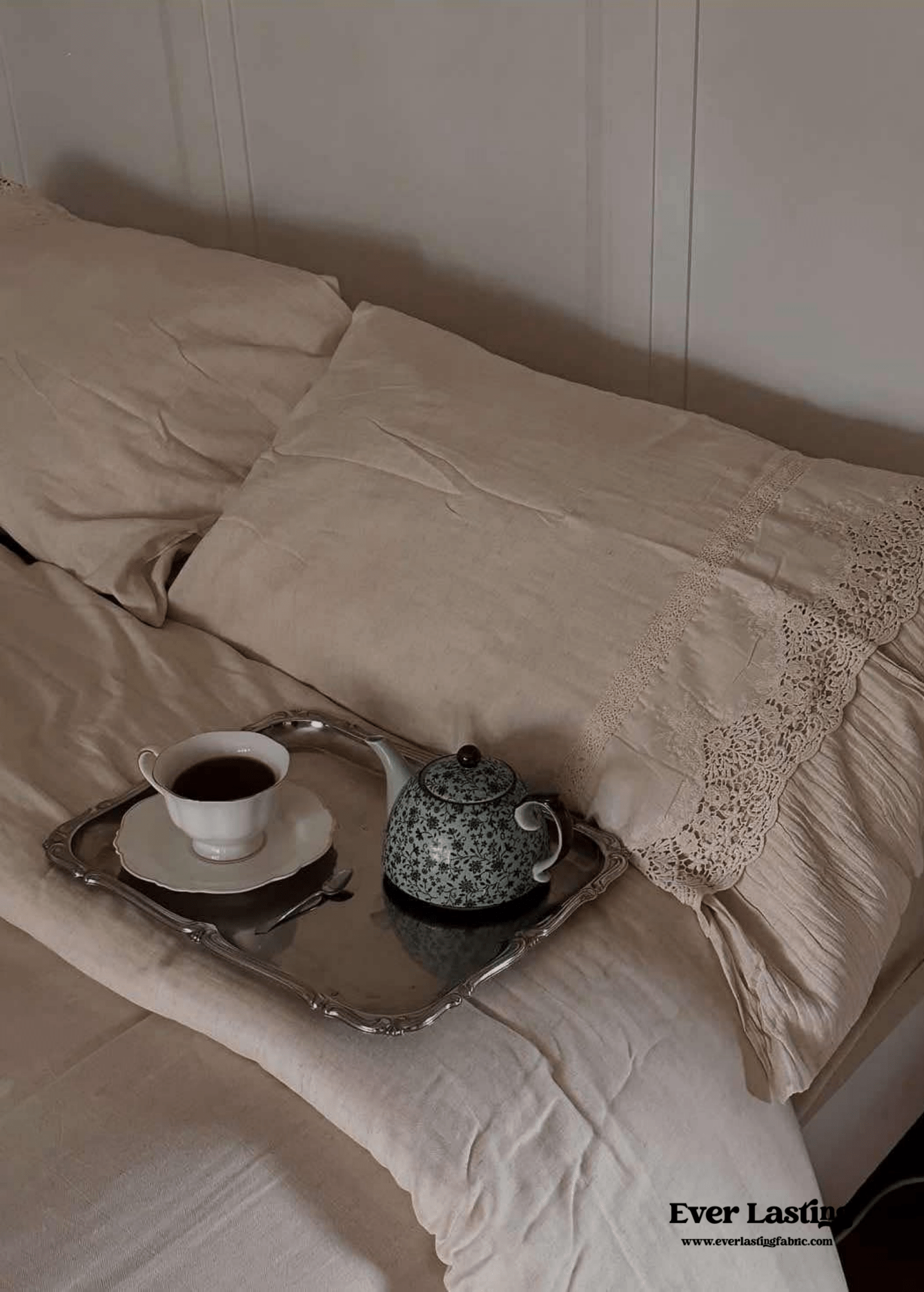 Amelie Lace Embroidered Linen Cotton Bedding Set - Ever Lasting