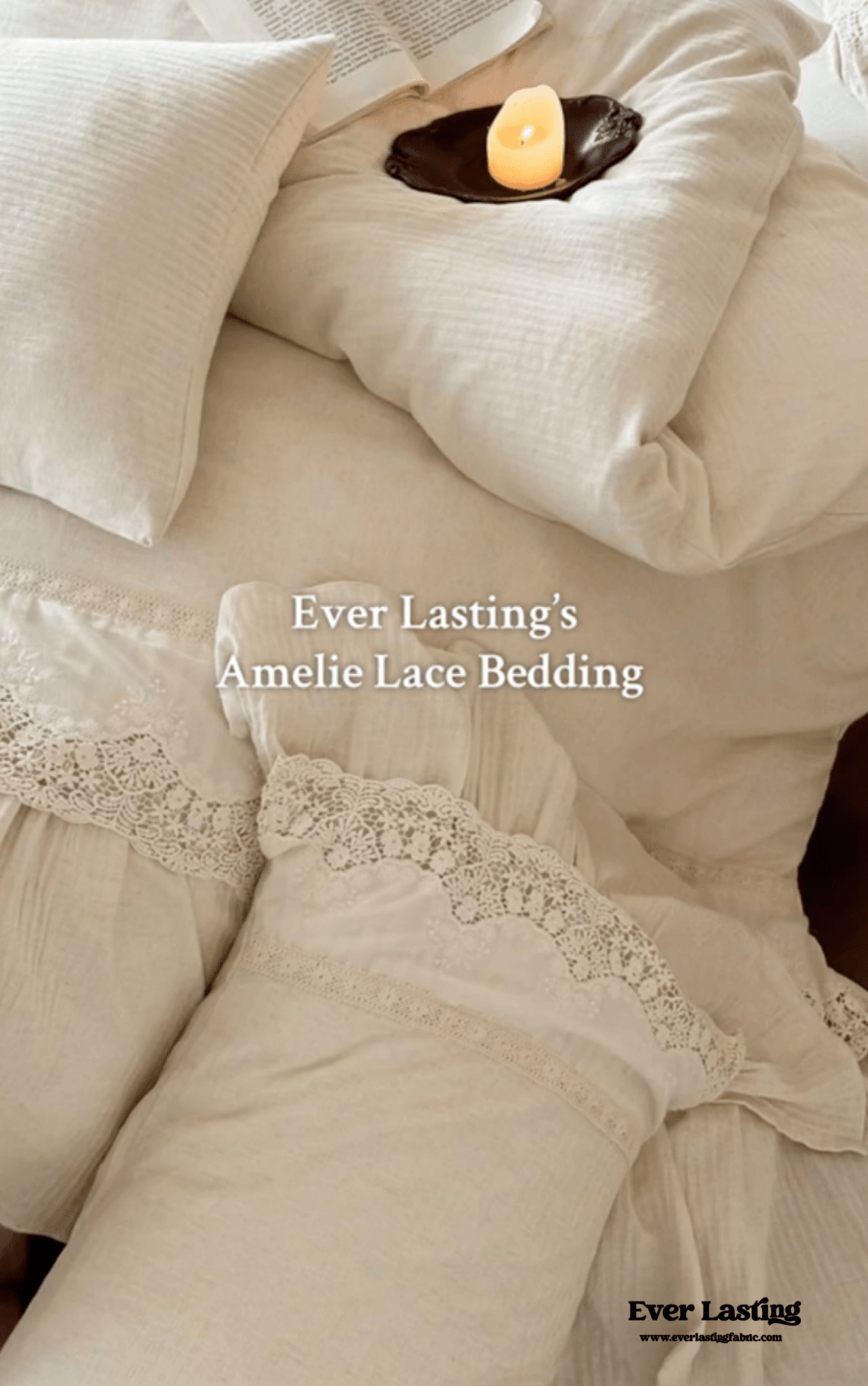 Amelie Lace Embroidered Linen Cotton Bedding Set - Ever Lasting