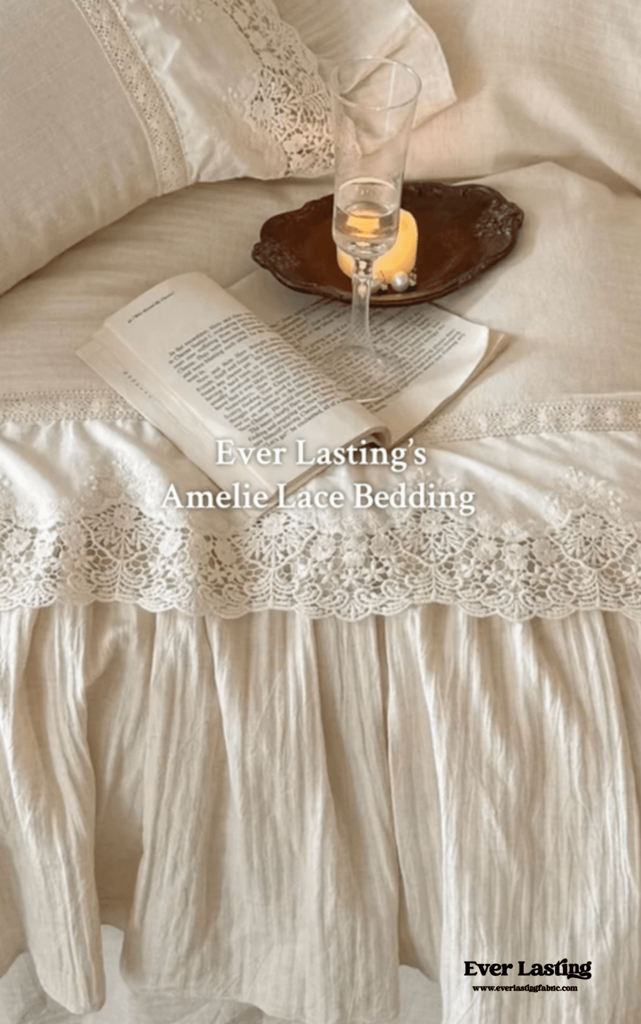 Amelie Lace Embroidered Linen Cotton Bedding Set - Ever Lasting