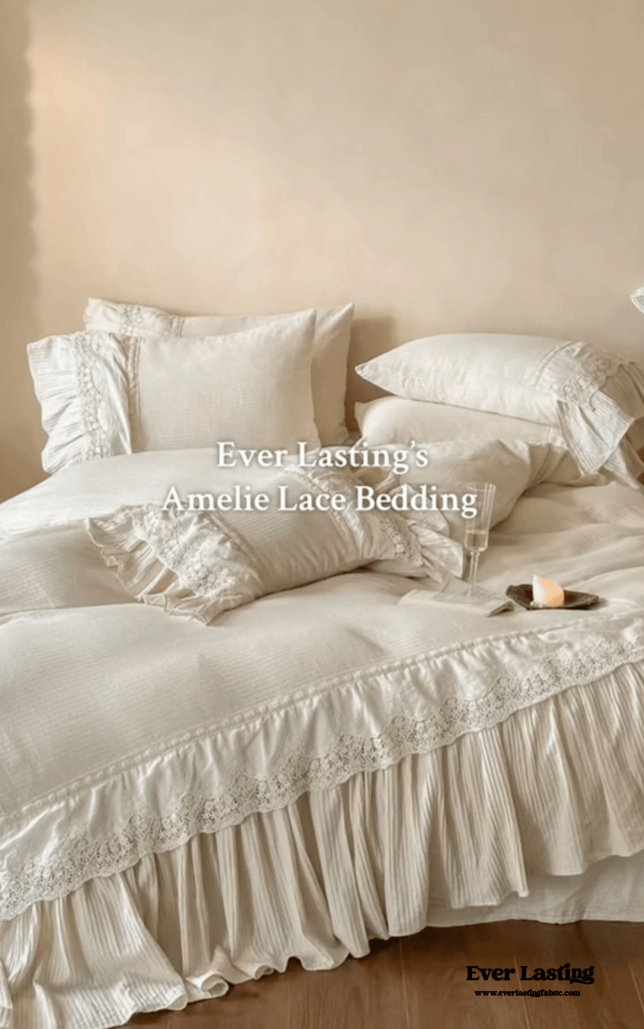 Amelie Lace Embroidered Linen Cotton Bedding Set - Ever Lasting