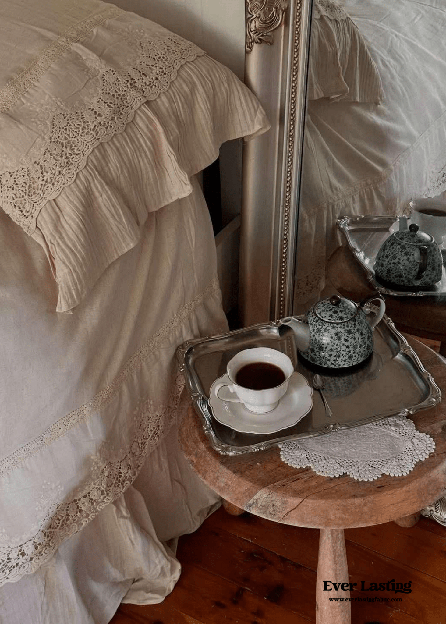 Amelie Lace Embroidered Linen Cotton Bedding Set - Ever Lasting