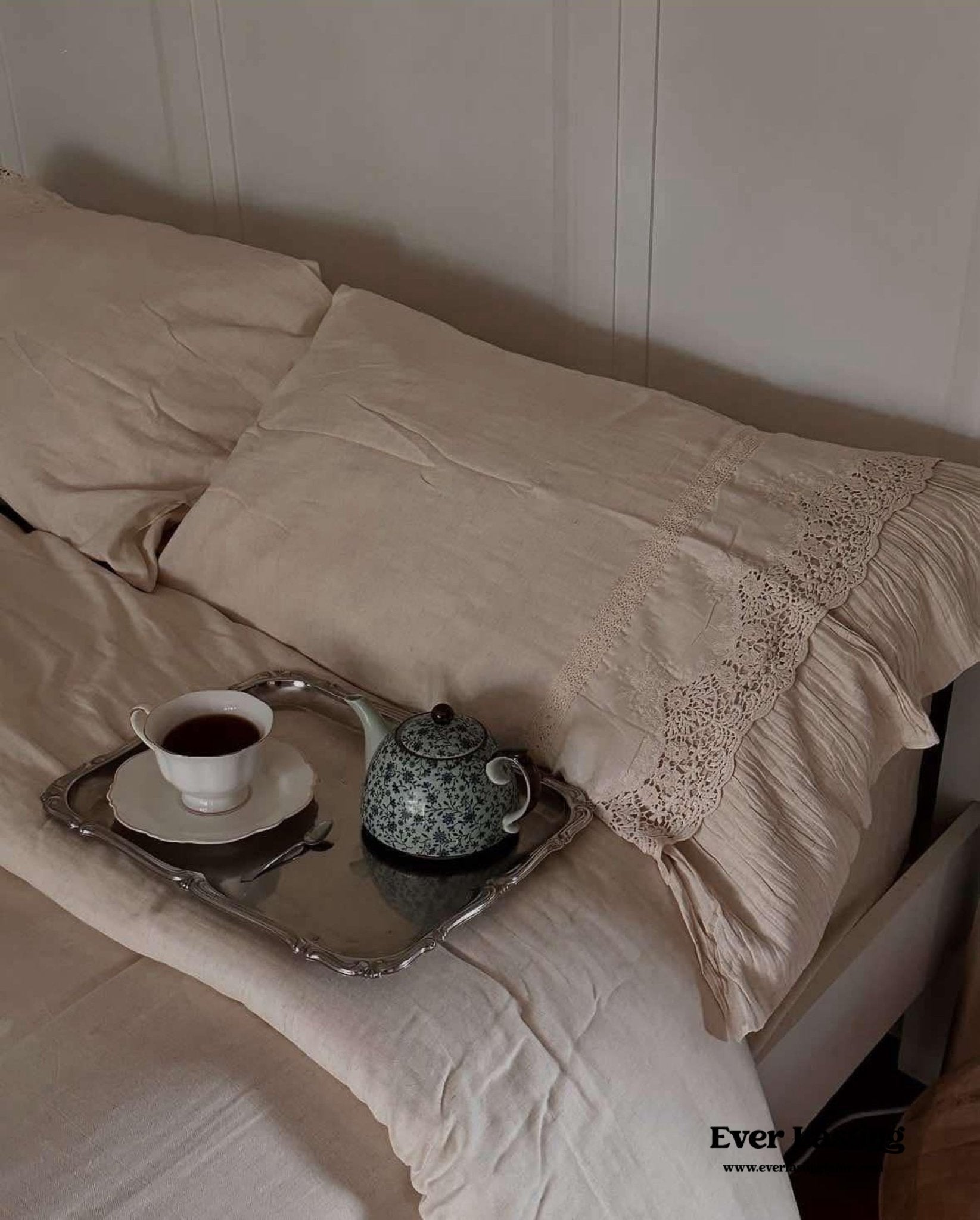 Amelie Lace Embroidered Linen Cotton Bedding Set - Ever Lasting