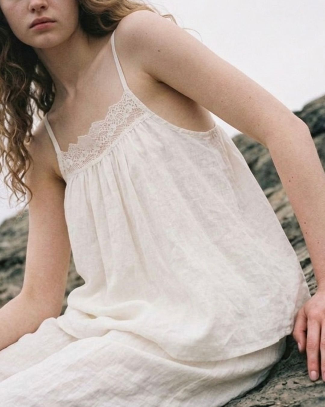 - Ever Lasting - Amie Lace Collar Satin Lightweight Pajama Set / White - Pajamas - Ever Lasting