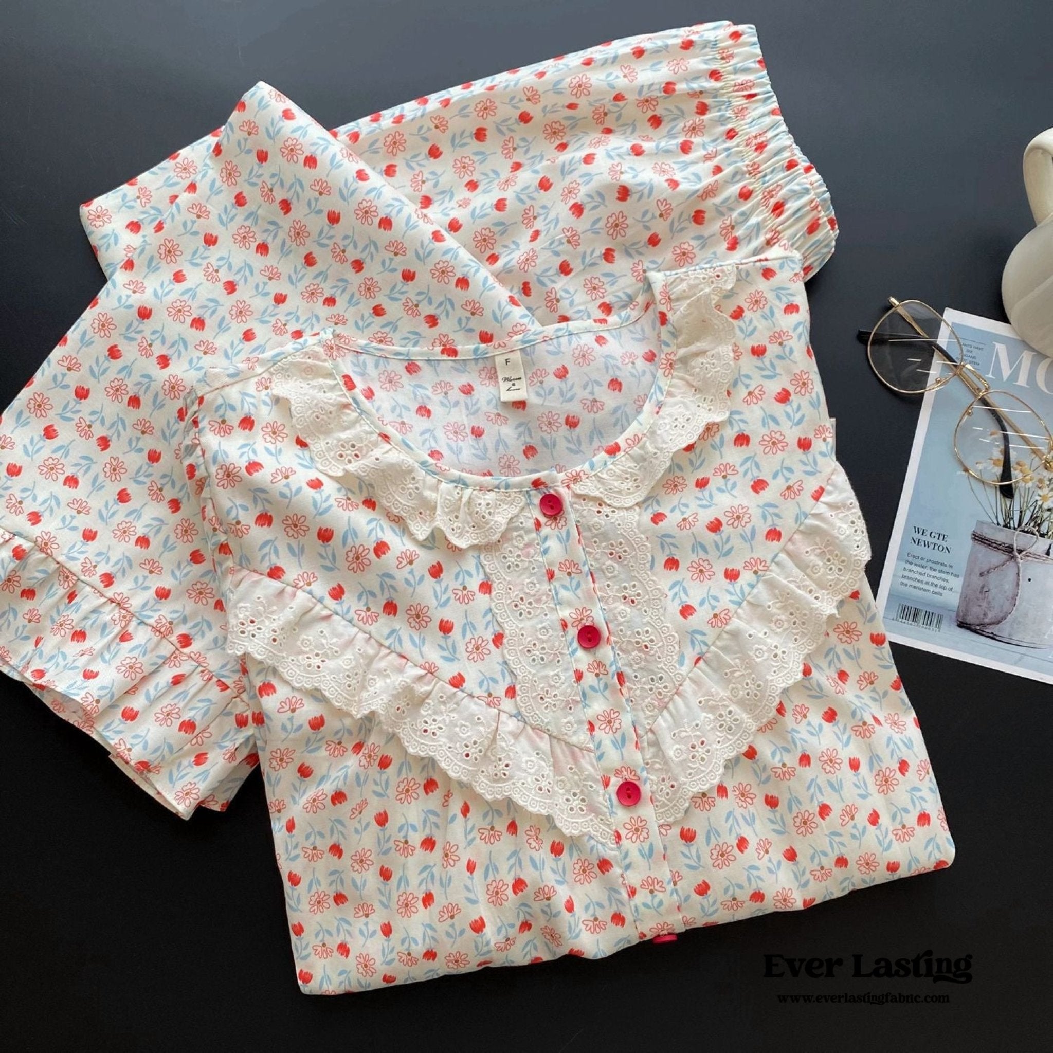 Amie Lace Spring Floral Pajamas - Ever Lasting