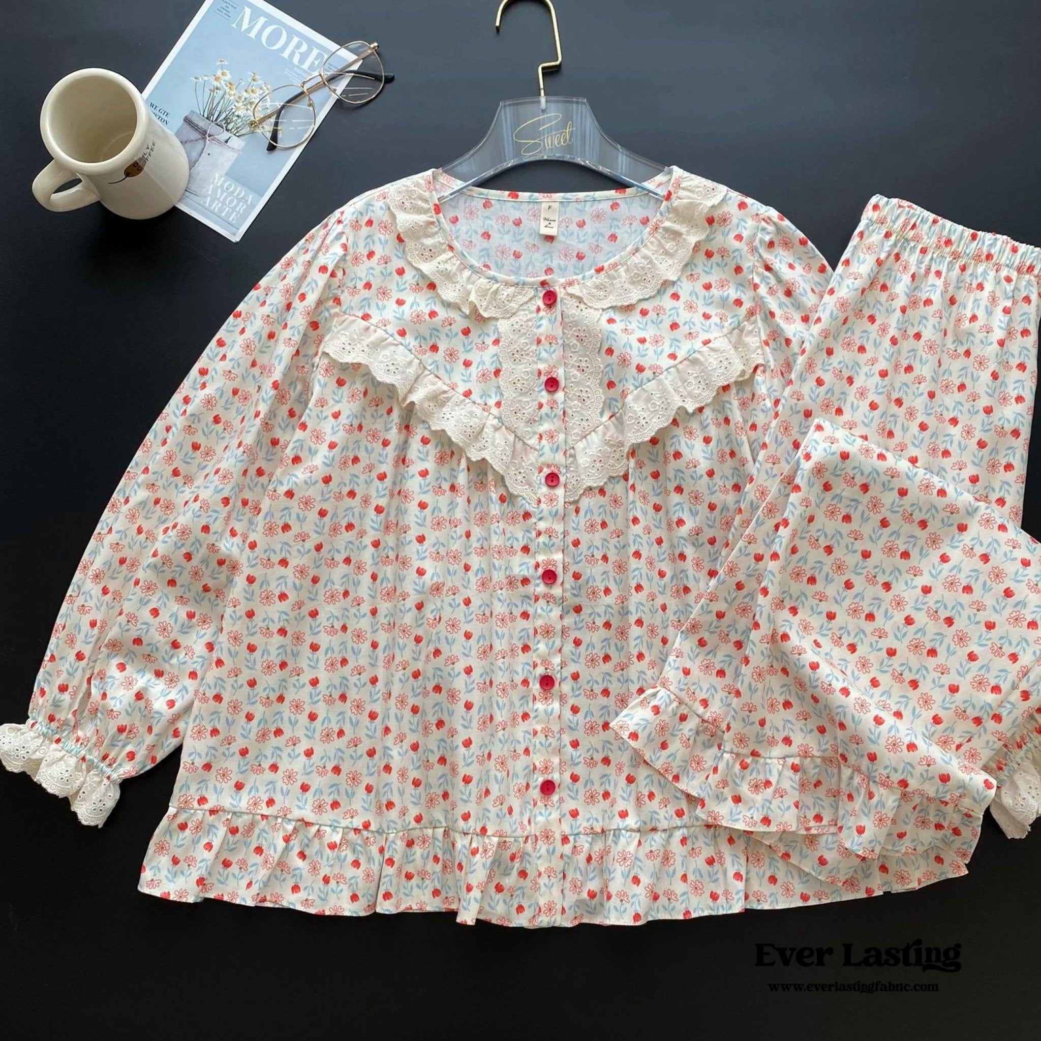 Amie Lace Spring Floral Pajamas - Ever Lasting