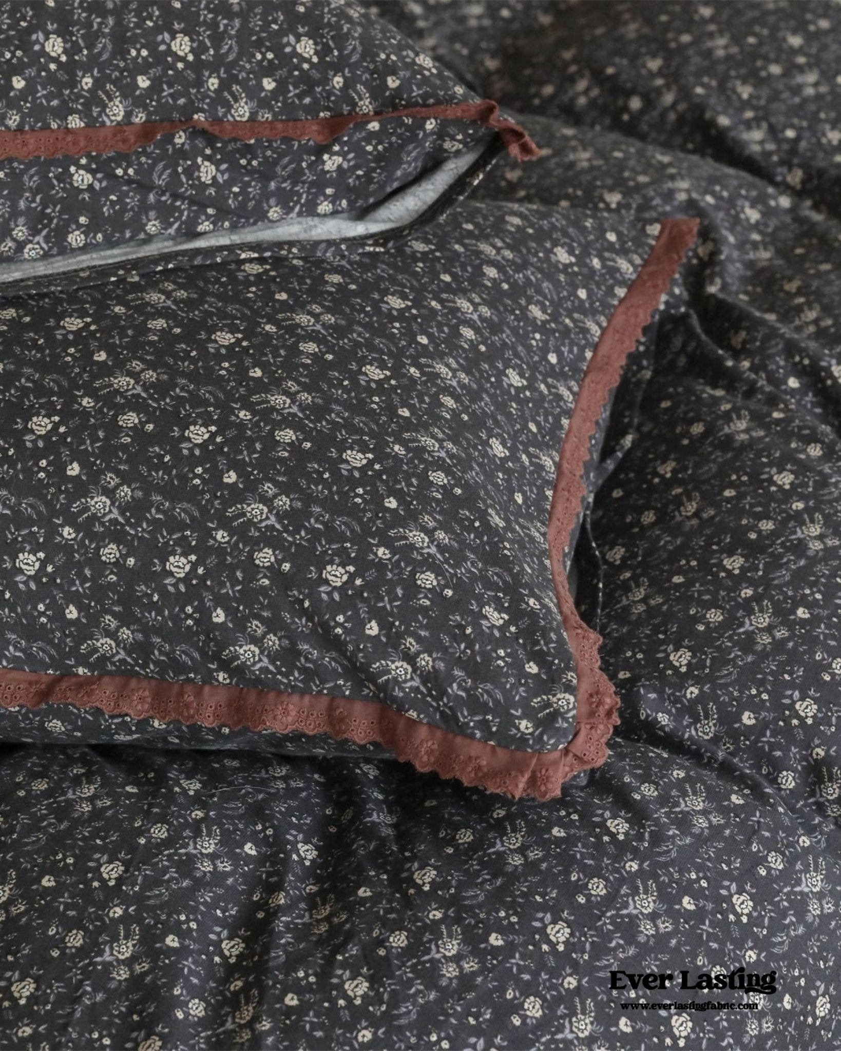 Anaya Rose French Vintage Bedding Set / Black + Brown - Ever Lasting