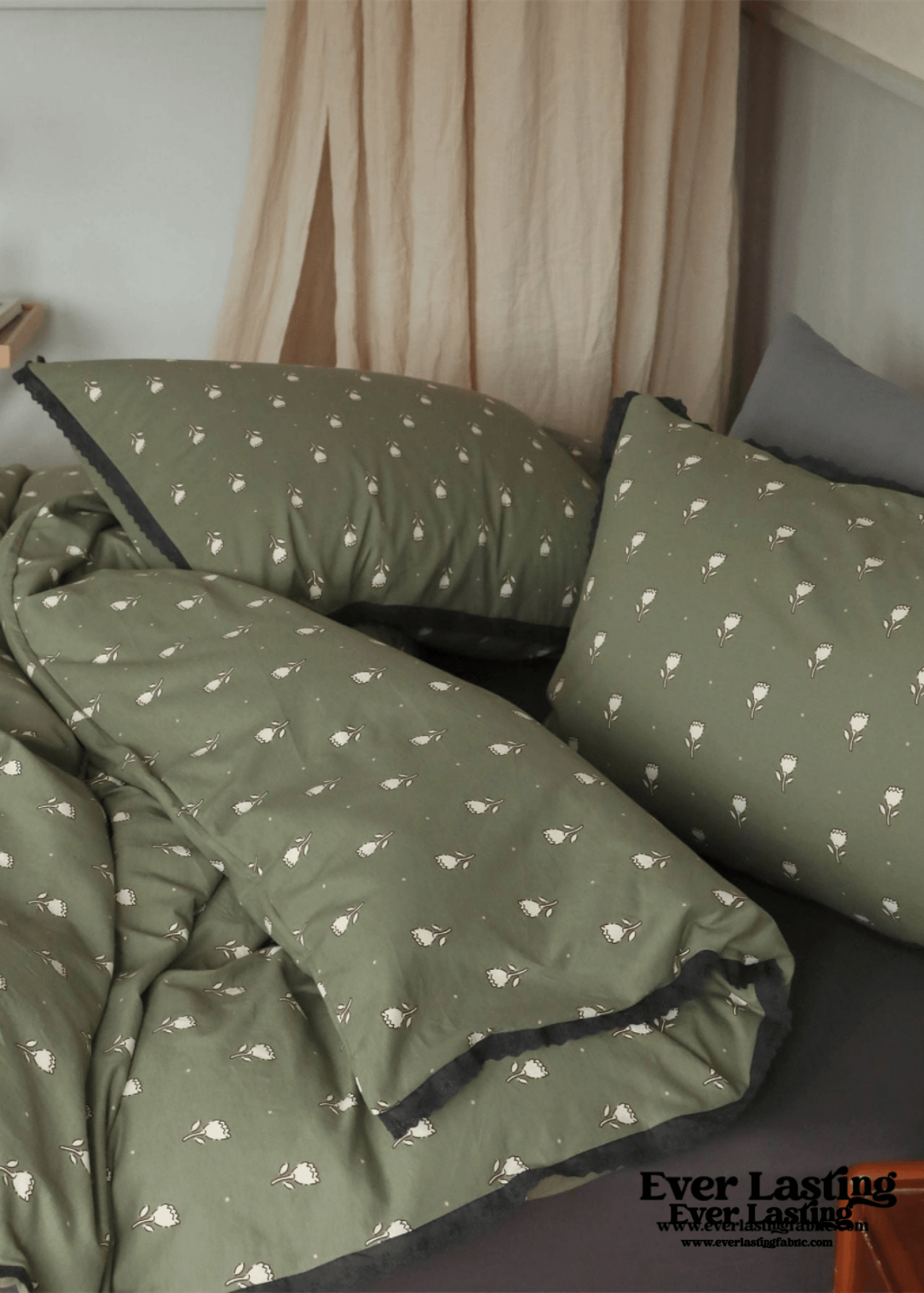 Anaya Rose French Vintage Bedding Set / Green + Brown - Ever Lasting