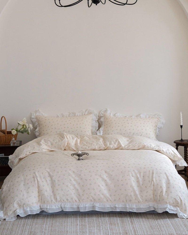 Annie Lace Ruffle Floral Bedding Set / Blue - Ever Lasting