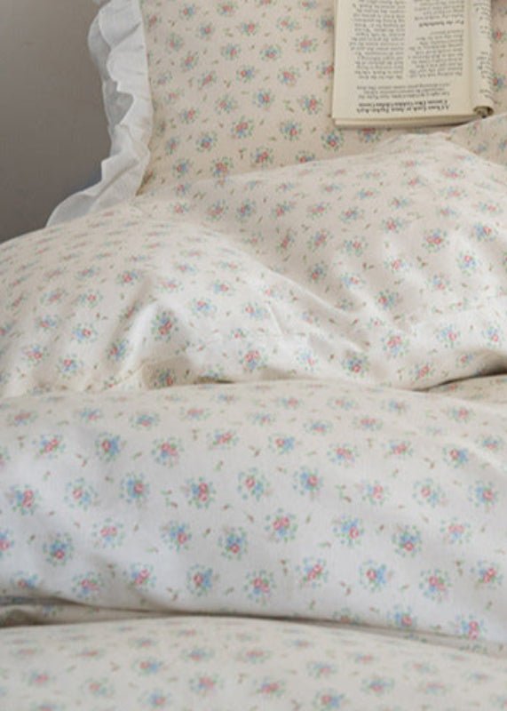 Annie Lace Ruffle Floral Bedding Set / Blue - Ever Lasting