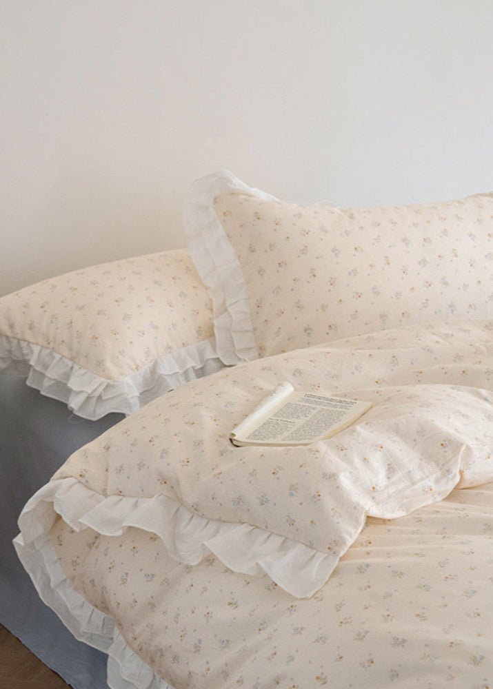 Annie Lace Ruffle Floral Bedding Set / Blue - Ever Lasting