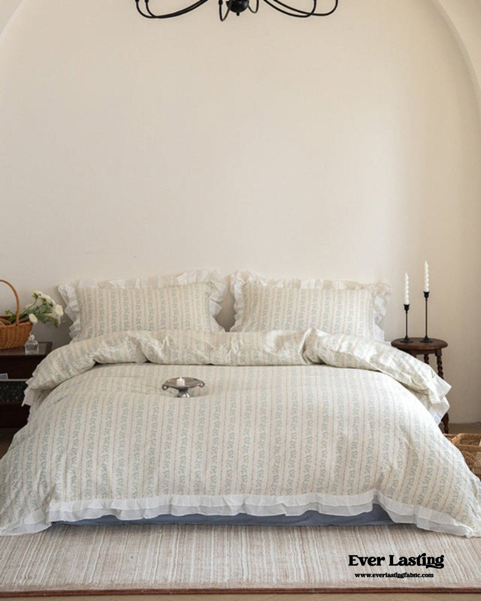 Annie Lace Ruffle Floral Bedding Set / Pink - Ever Lasting