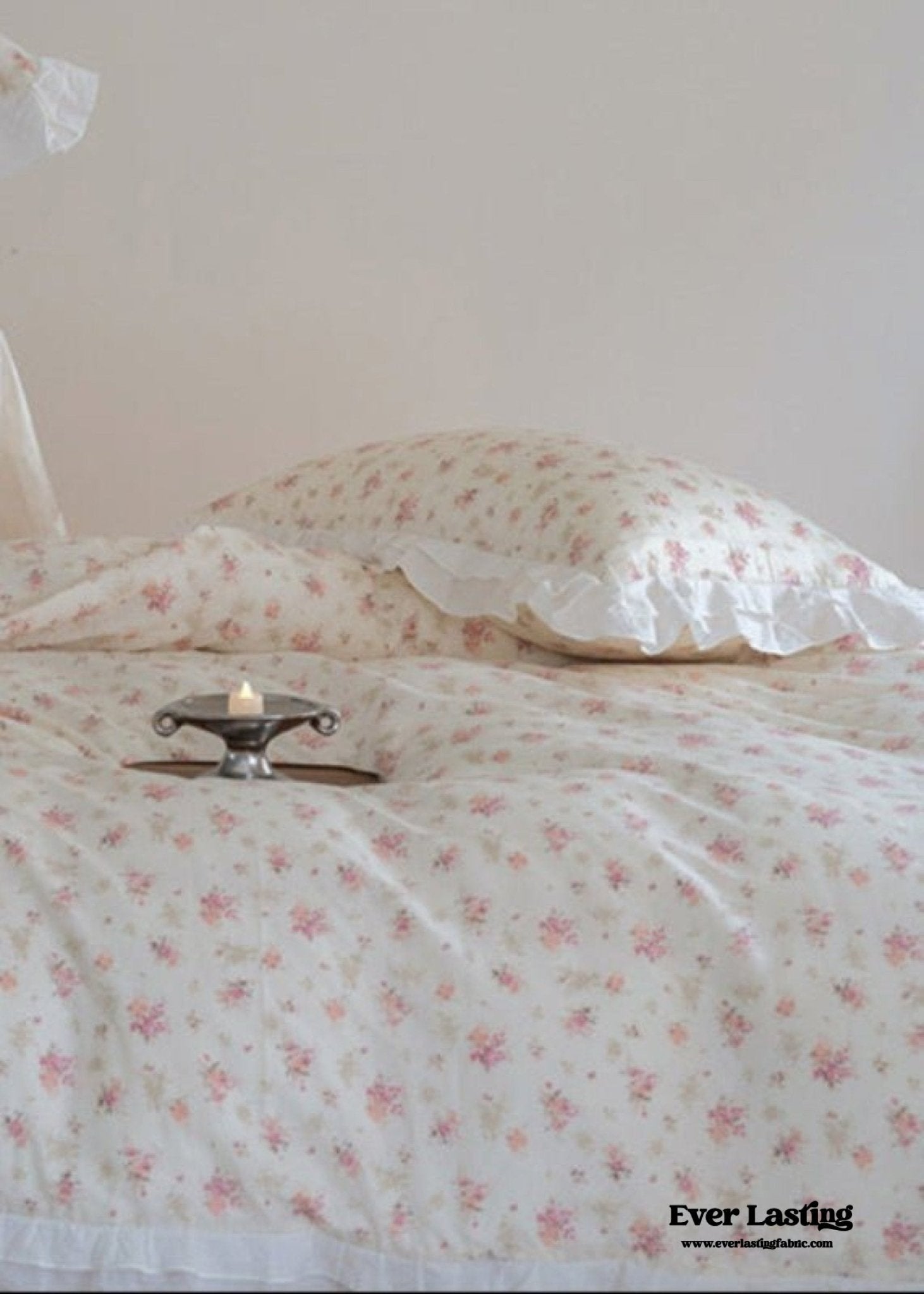 Annie Lace Ruffle Floral Bedding Set / Pink - Ever Lasting