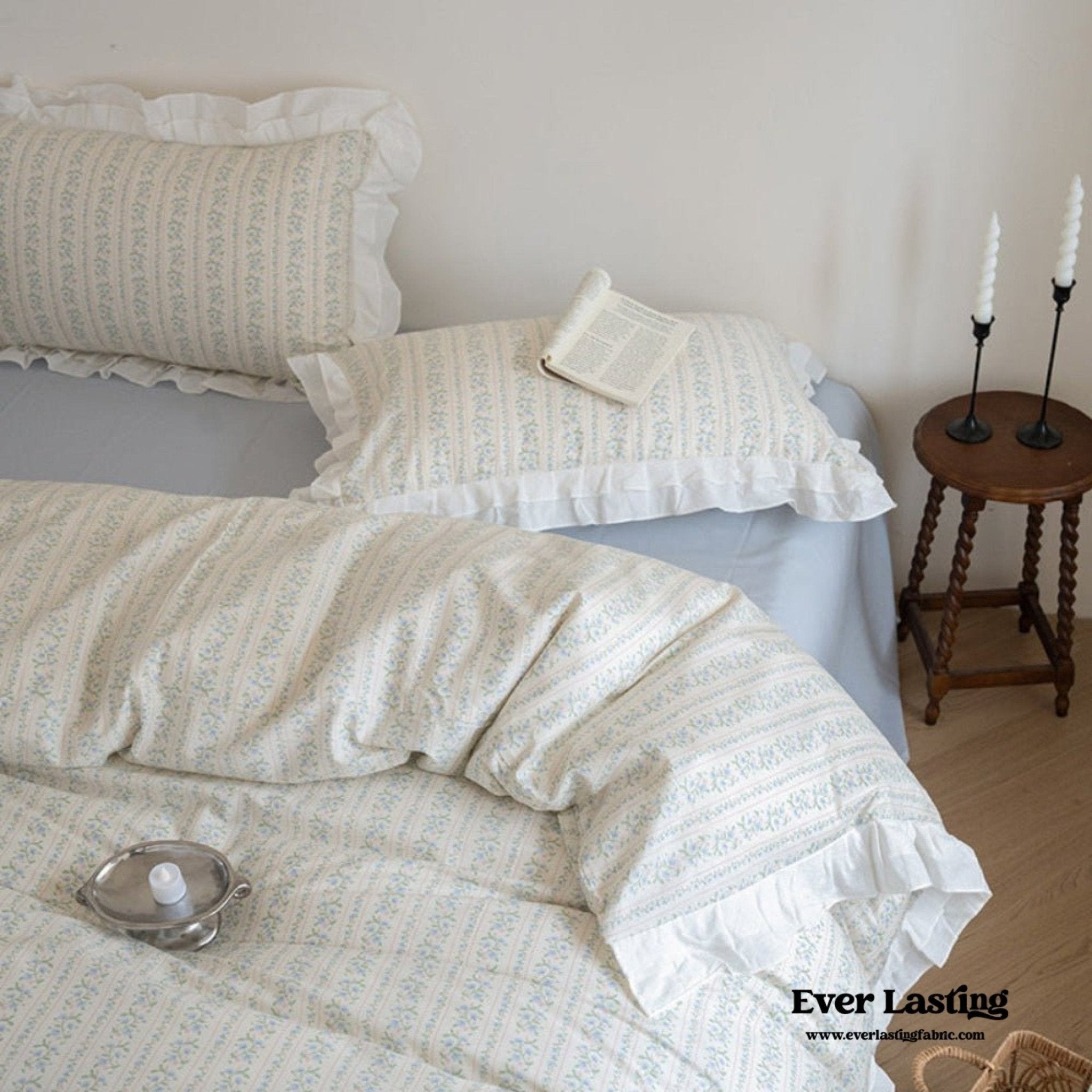 Annie Lace Ruffle Floral Bedding Set / Pink - Ever Lasting