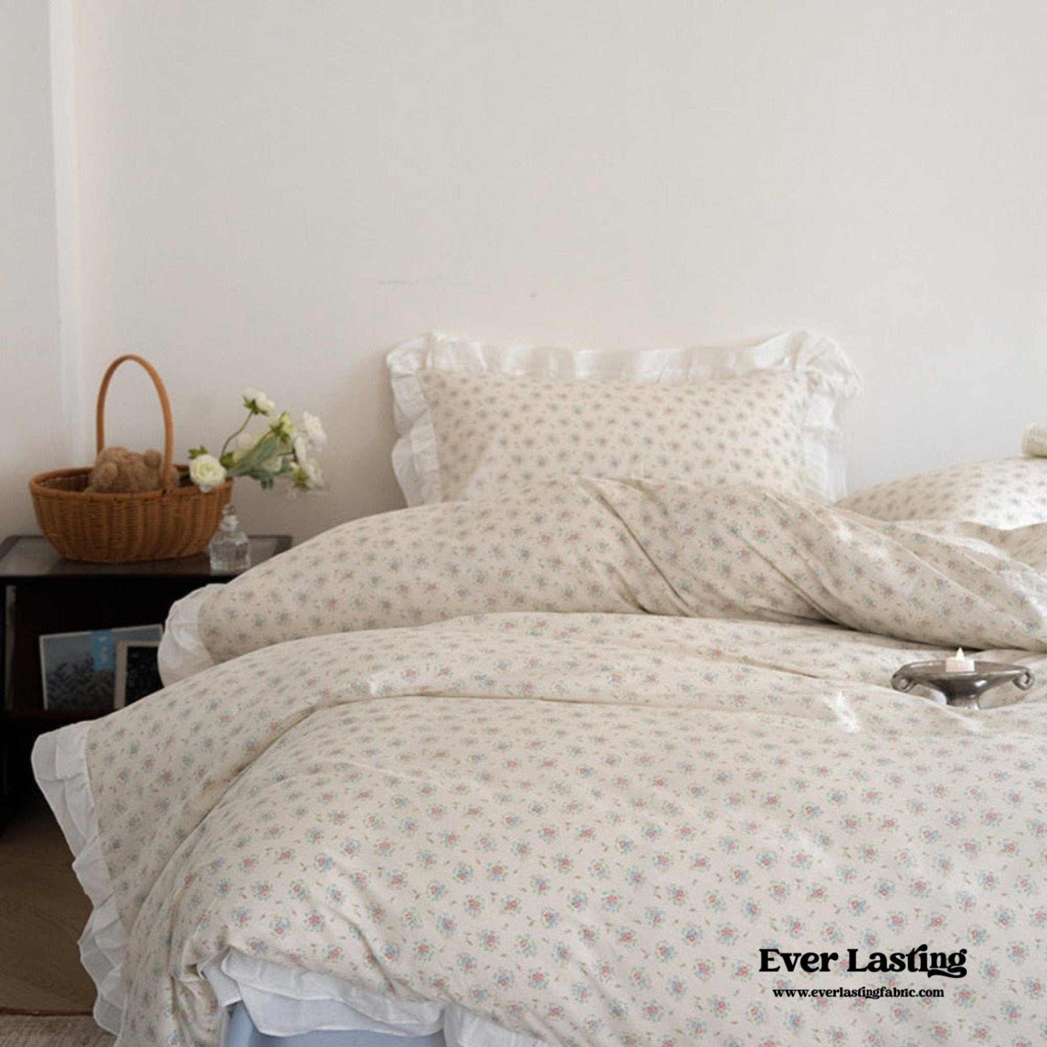 Annie Lace Ruffle Floral Bedding Set / Pink - Ever Lasting