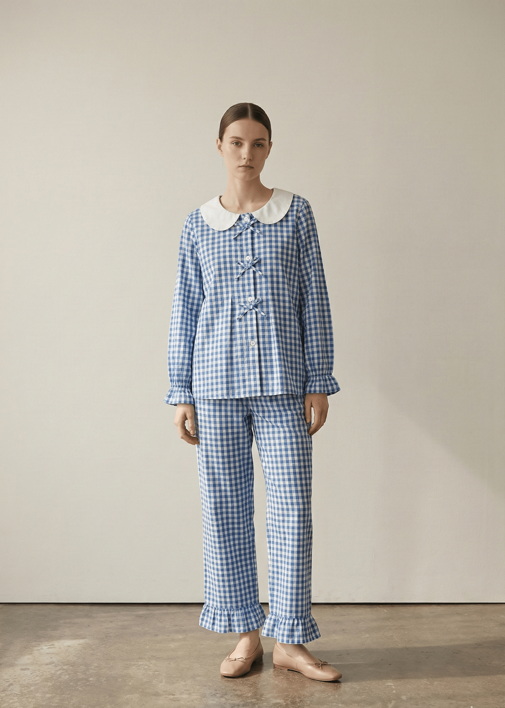 - Ever Lasting - Annie Soft Gingham Lounge Set / Black - Pajamas - Ever Lasting