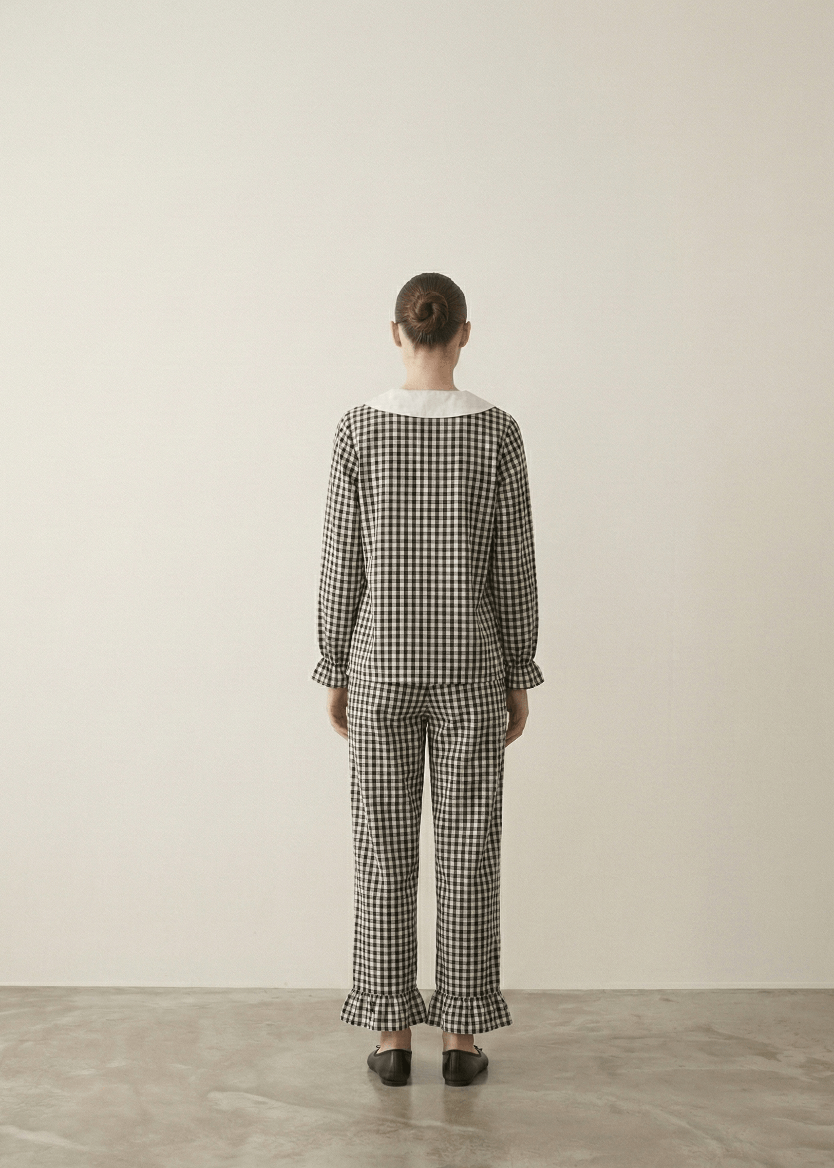 - Ever Lasting - Annie Soft Gingham Lounge Set / Black - Pajamas - Ever Lasting