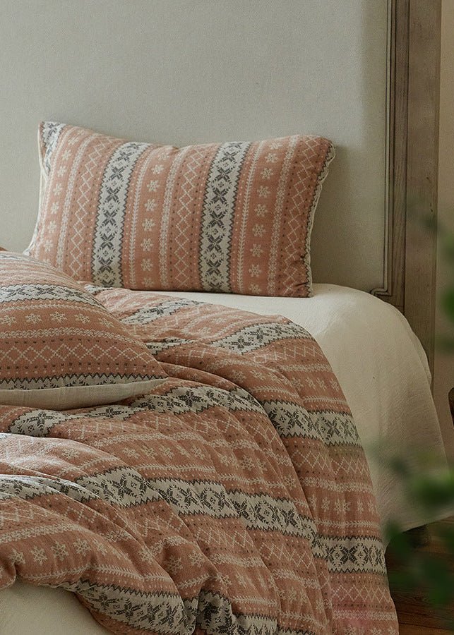 - Ever Lasting - Anya Striped Jacquard Bedding Set / Blue - Bedding Set - Ever Lasting